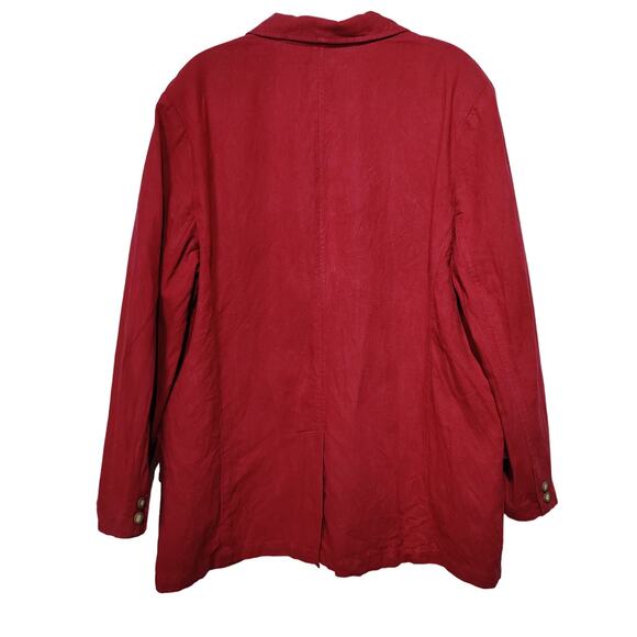 Vintage LL Bean Womens Sz 14 Burnt Red Linen Blend Blazer Jacket Lined Loose Fit - Picture 6 of 6